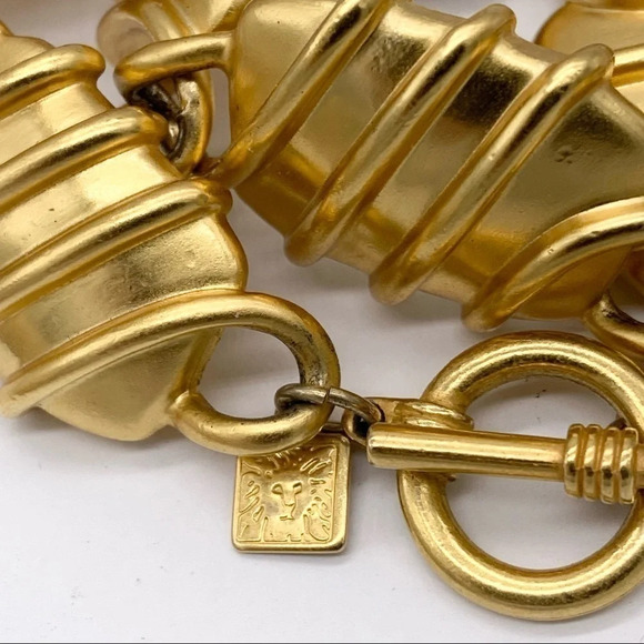 Anne Klein Vintage Gold Ribbed Links Collar Necklace - Picture 3 of 5